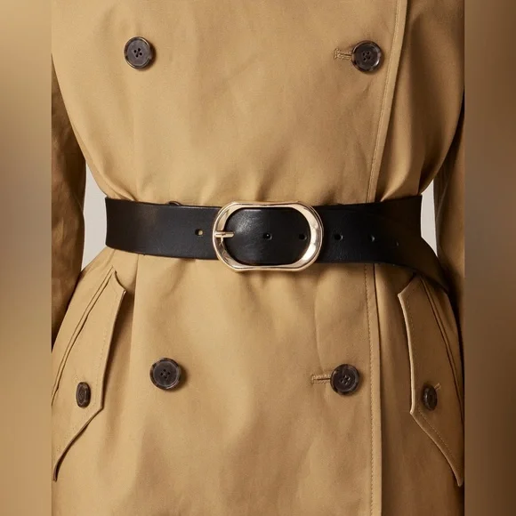 J. Crew Oval buckle belt in Italian leather black - Picture 1 of 9